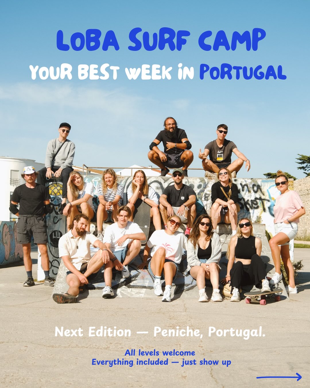 Everything you need for a surf week in Portugal — included ✅🇵🇹🌊
LOBA Surf Camp in Peniche is built for people who want to surf, meet a fun crew, and not worry about planning anything.
What’s included:
🏠 7 nights in our surf house (Peniche)
🏄 5 surf lessons + 2 extra free surf sessions
🧥 Board + wetsuit included
🧘 Yoga session(s) (mobility + recovery)
🛹 Surfskate session (turns + technique on land)
📸 Video/Photo analysis (progress faster)
🍽️ Meals: daily breakfast + Mediterranean lunches + 3 themed dinners (vegan options available)
✨ Community vibes + group moments all week
Optional extras (prices on request):
Nazaré giant waves • Berlengas • Sintra • Óbidos • Wine tasting
If you want the next dates + availability, comment “INFO” or DM “PENICHE” and we’ll send everything 🤍
#surfcamp #peniche #portugal #learn2surf #surflife